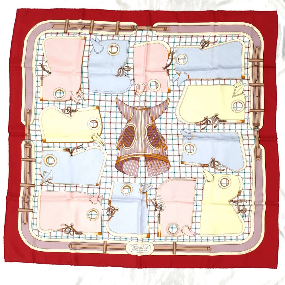 【中古】HERMES カレ90 スカーフ CAMAILS カマイユ レッド 29,985円