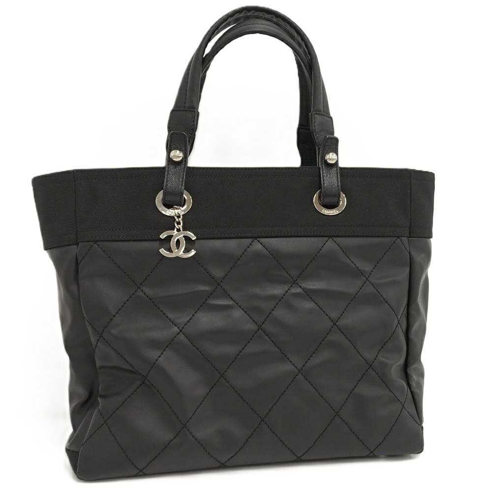 【中古】CHANEL パリビアリッツMM トートバッグ レザー ブラック|JJcollection