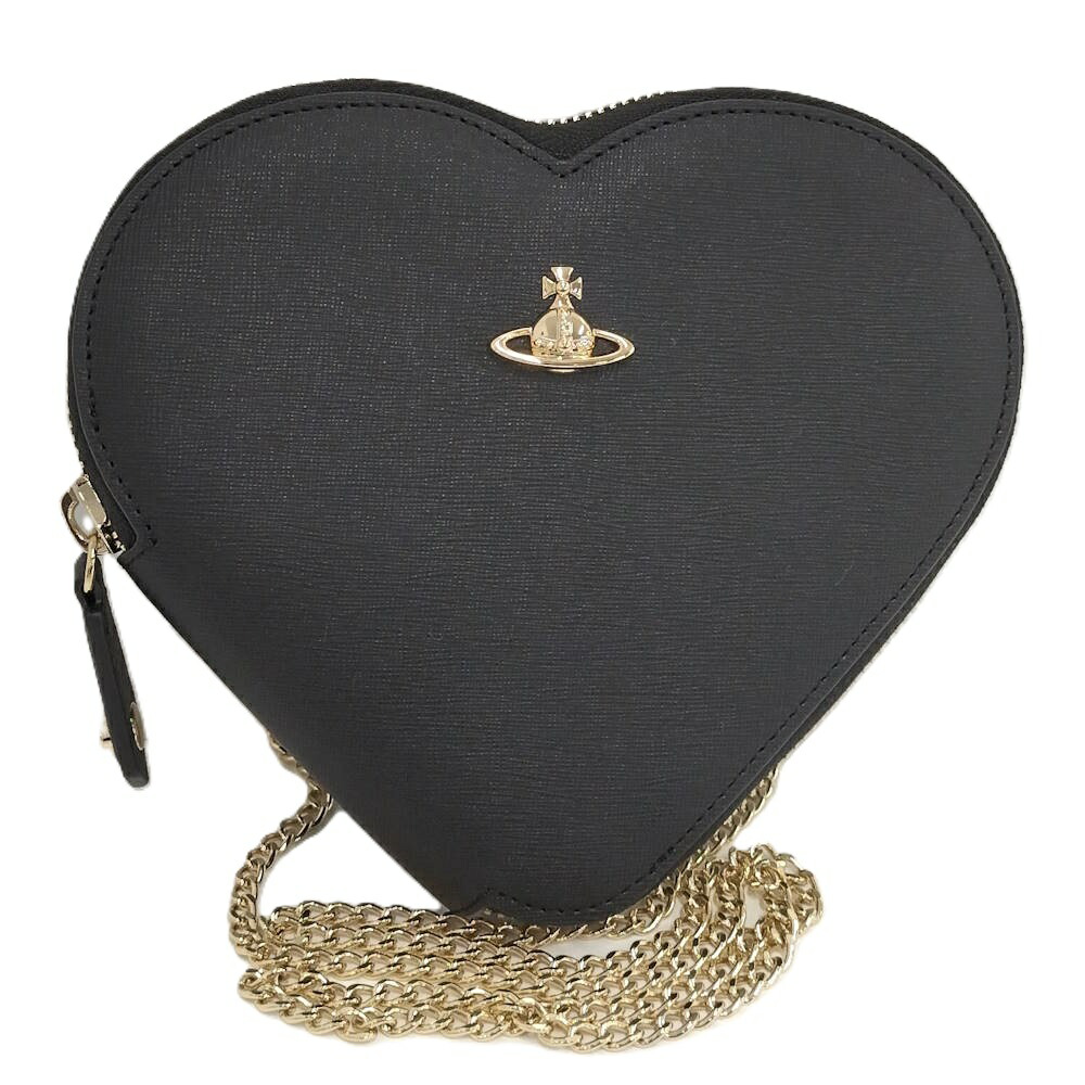 【中古】Vivienne Westwood チェーン ショルダーバッグ ハート レザー PVC ブラック 5801000