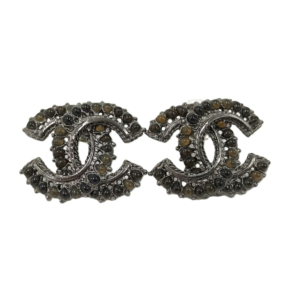 【中古】CHANEL ココマーク ピアス ラインストーン シルバー メッキ A14A