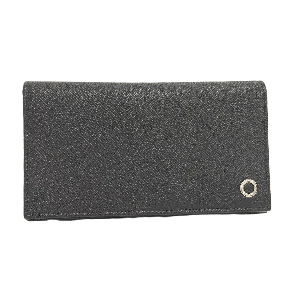 【中古】BVLGARI ブルガリブルガリ マン 二つ折り長財布 レザー ブラック 288257