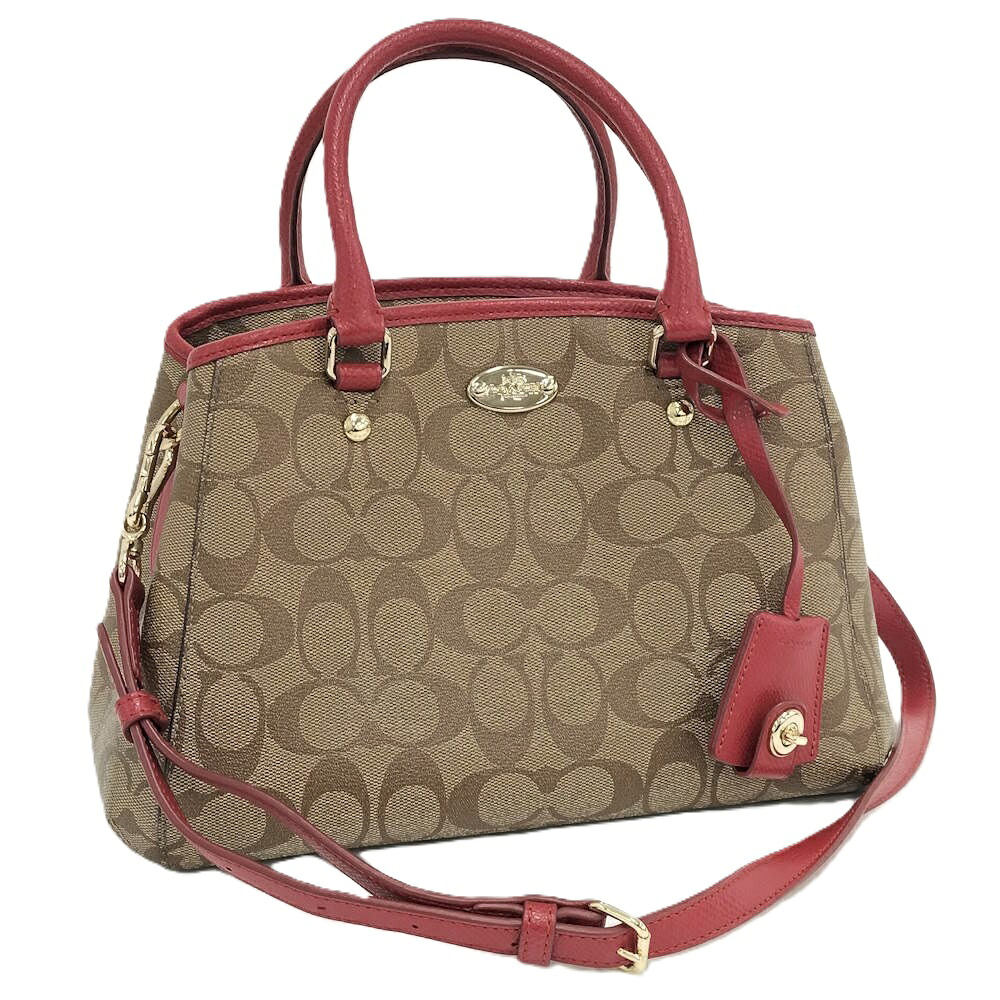 【中古】COACH 2WAY ショルダーバッグ シグネチャー PVC ベージュ