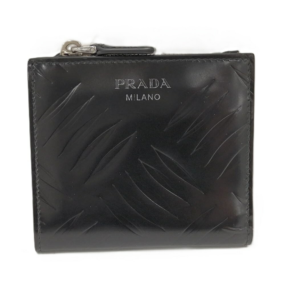 【中古】PRADA 二つ折り財布 レザー ブラック 2ML049|JJcollection