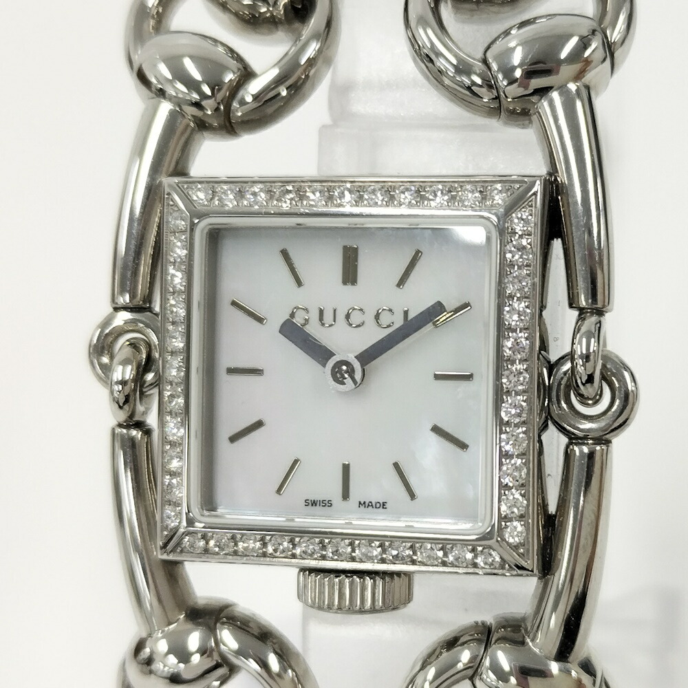 【中古】GUCCI シニョーリア レディース 腕時計 クオーツ SS ホワイトシェル文字盤 116.5
