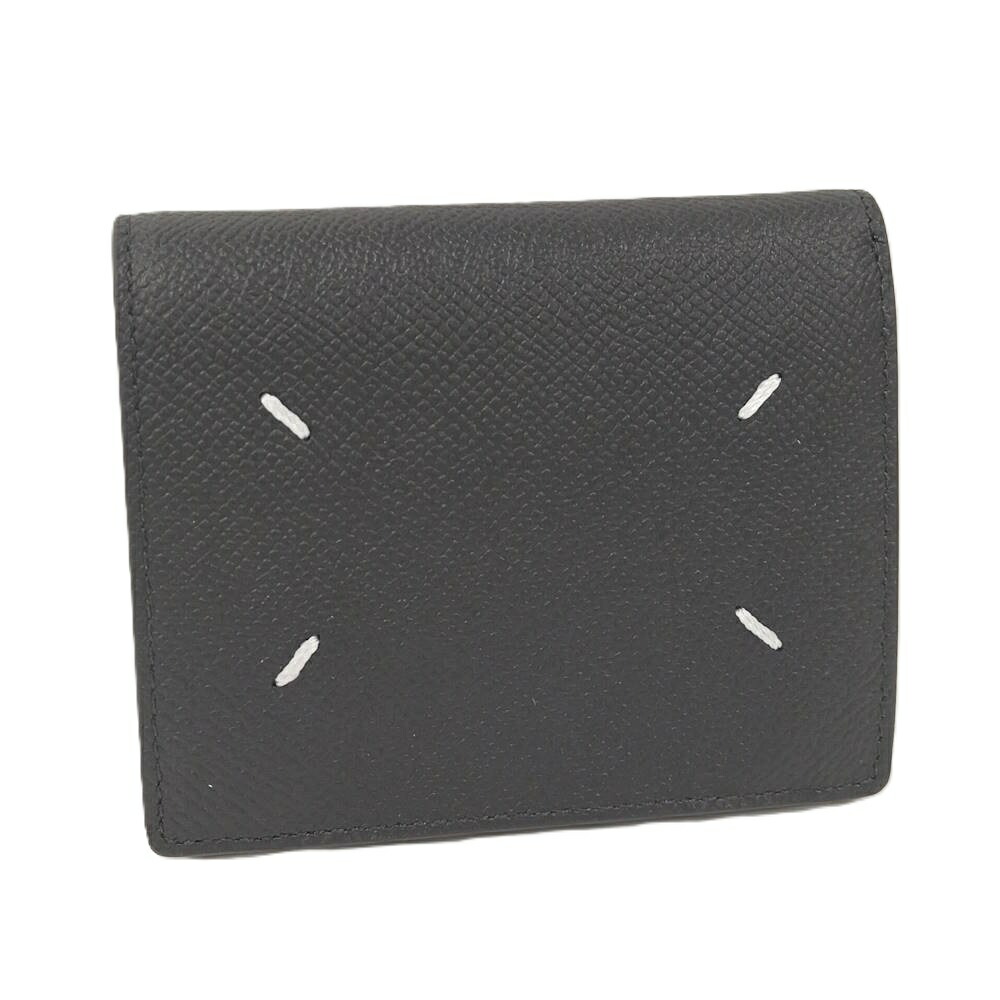 【中古】Maison Margiela 二つ折り紙入れ なめし革 黒いこと SA3UI0007