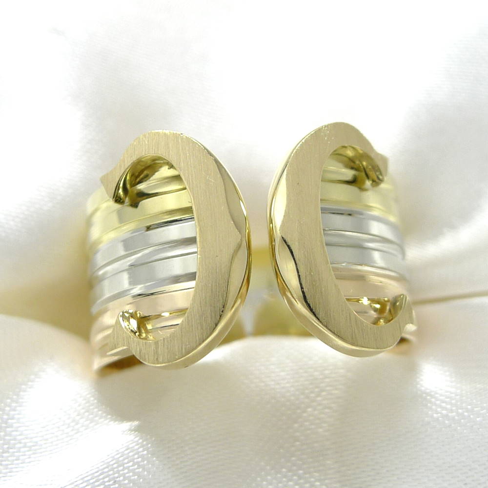 【中古】Cartier ドゥーブルC リング 750WG YG PG K18WG YG PG スリーカラーゴールド 表記サイズ55 約6.2g