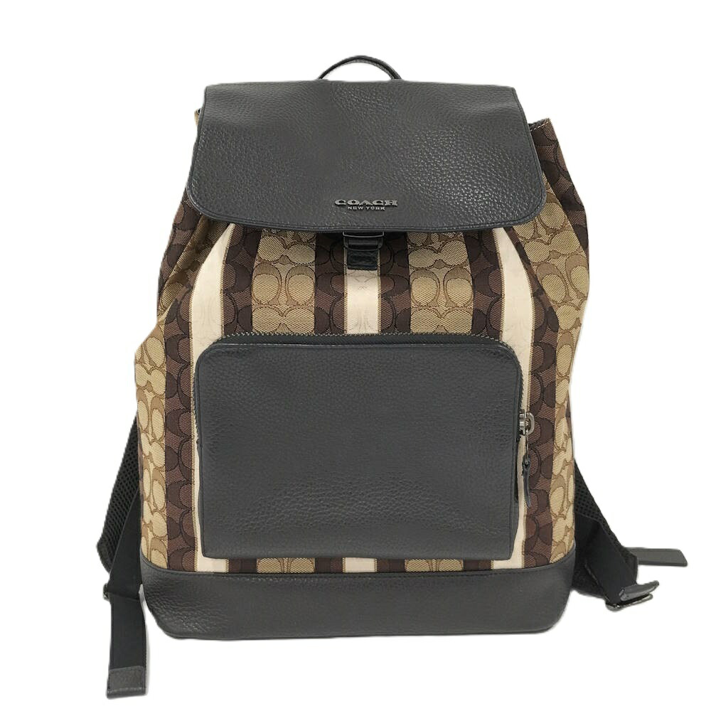 【中古】COACH ターナ バックパック シグネチャー ジャガード レザー ブラウン ブラック C5295|JJcollection