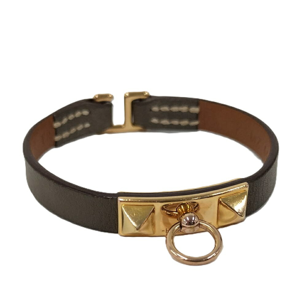 【中古】HERMES ミニ リヴァル ブレスレット スタッズ レザー Z刻印