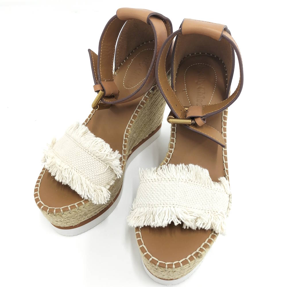 【中古】SEE BY CHLOE サンダル ブラウン ウエッジソール 表記サイズ35