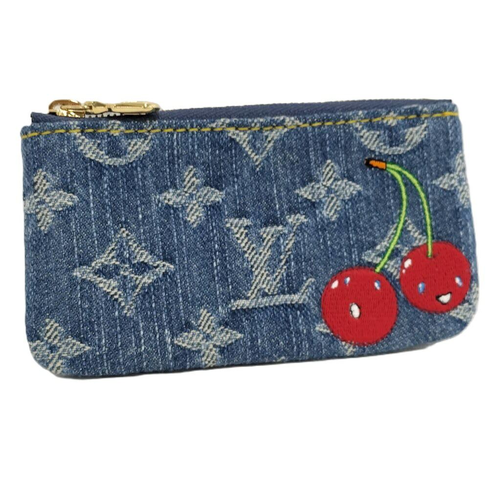 【中古】LOUIS VUITTON LV×TMポシェットクレ コインケース 村上隆 モノグラム ジーンズ 桜んぼう M14938
