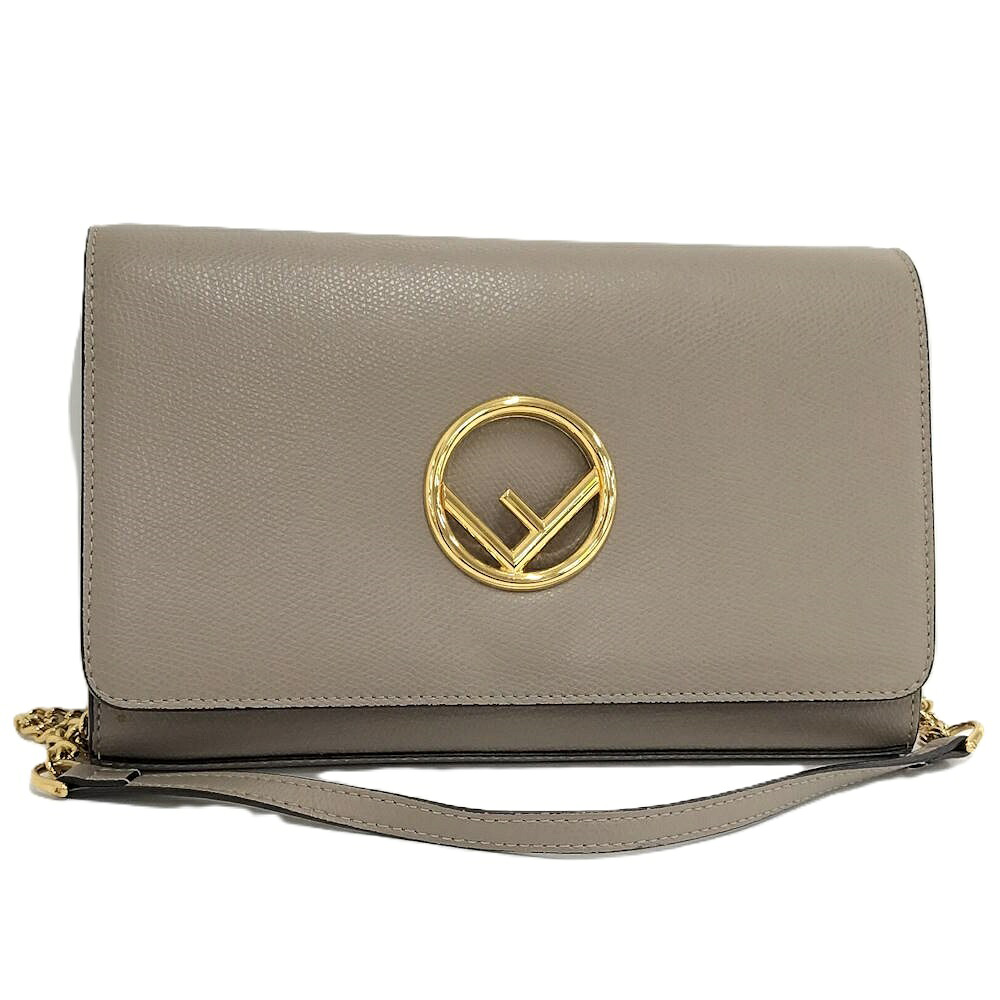 【中古】FENDI チェーンウォレット エフイズ レザー グレージュ｜JJcollection 42,528円