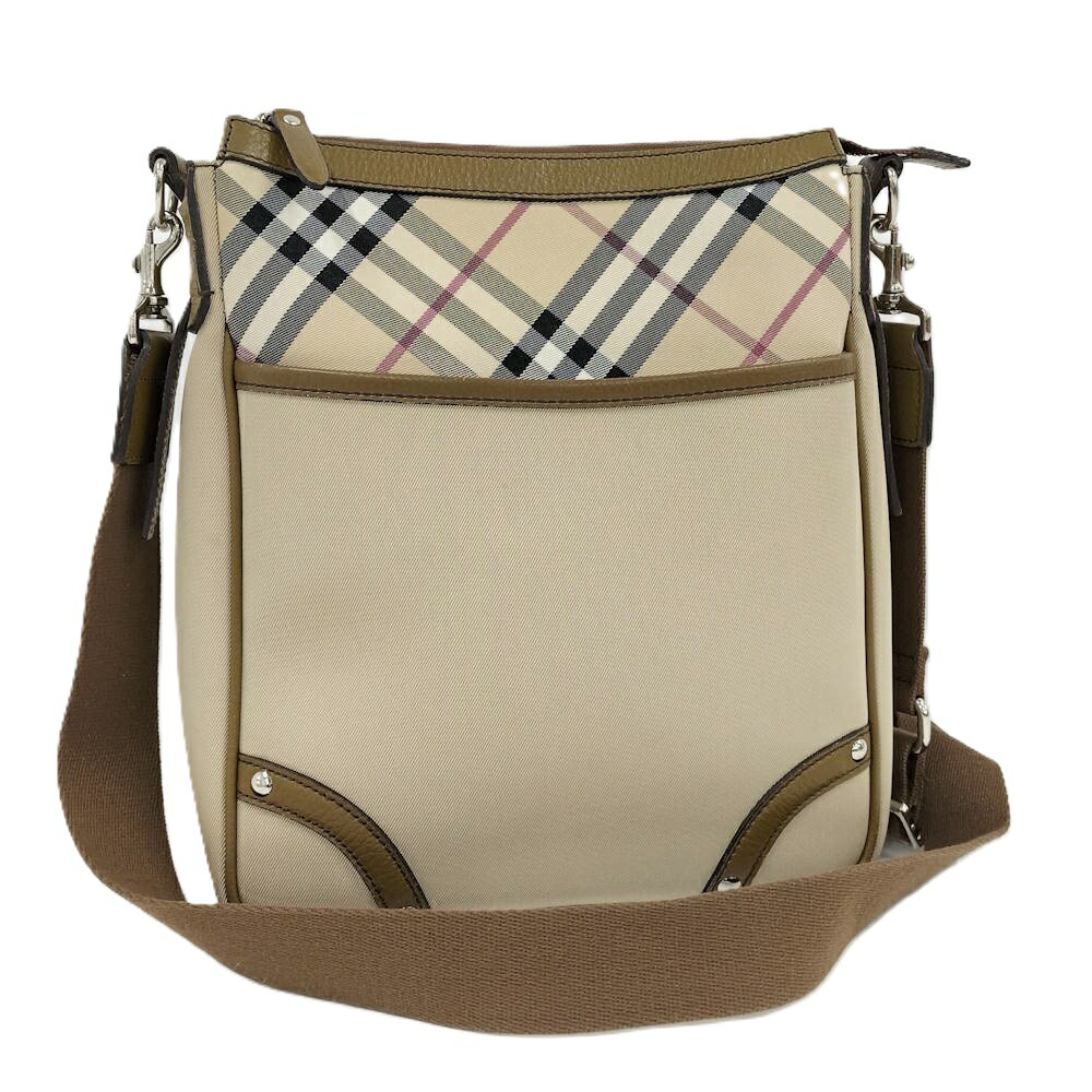【中古】BURBERRY ショルダーバッグ ノバチェック 帆布 ベージュ系