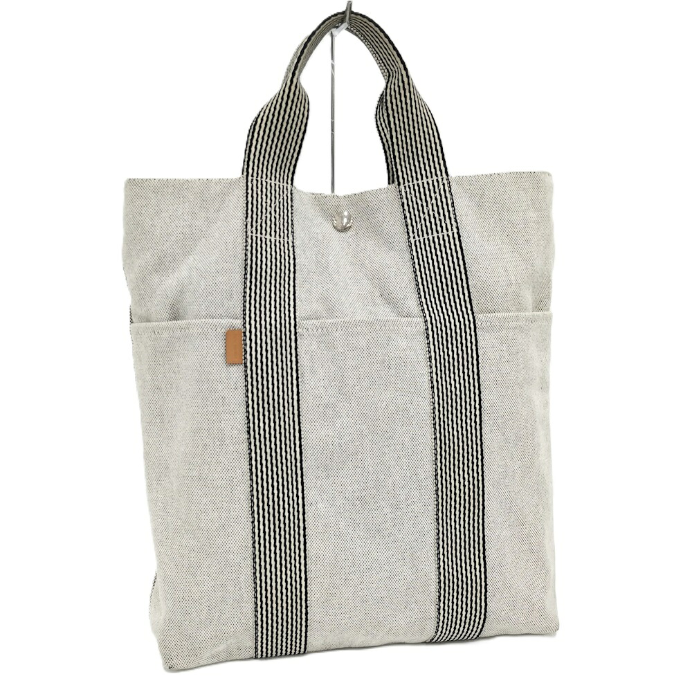 【中古】HERMES トートバッグ ニューフールトゥ カバス キャンバス グレー系｜JJcollection