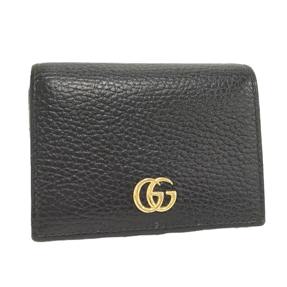 【中古】GUCCI GGマーモント 二つ折り財布 レザー ブラック 456126
