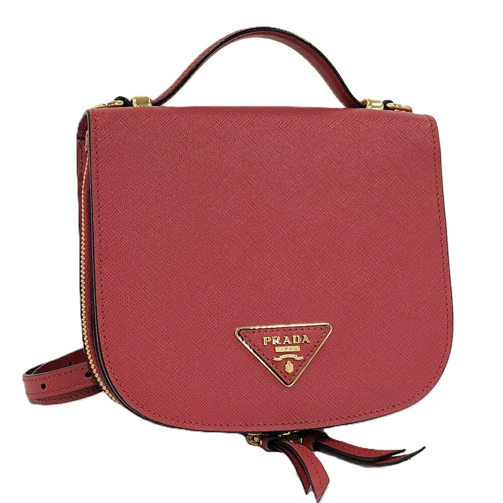 【中古】PRADA ミニ背嚢 ハンドバック  サフィアーノ 赤いこと 1BZ046