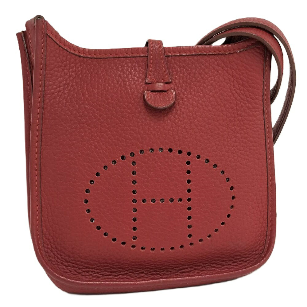 【中古】HERMES ショルダーバッグ エヴリンTPM レッド レザー □G刻印