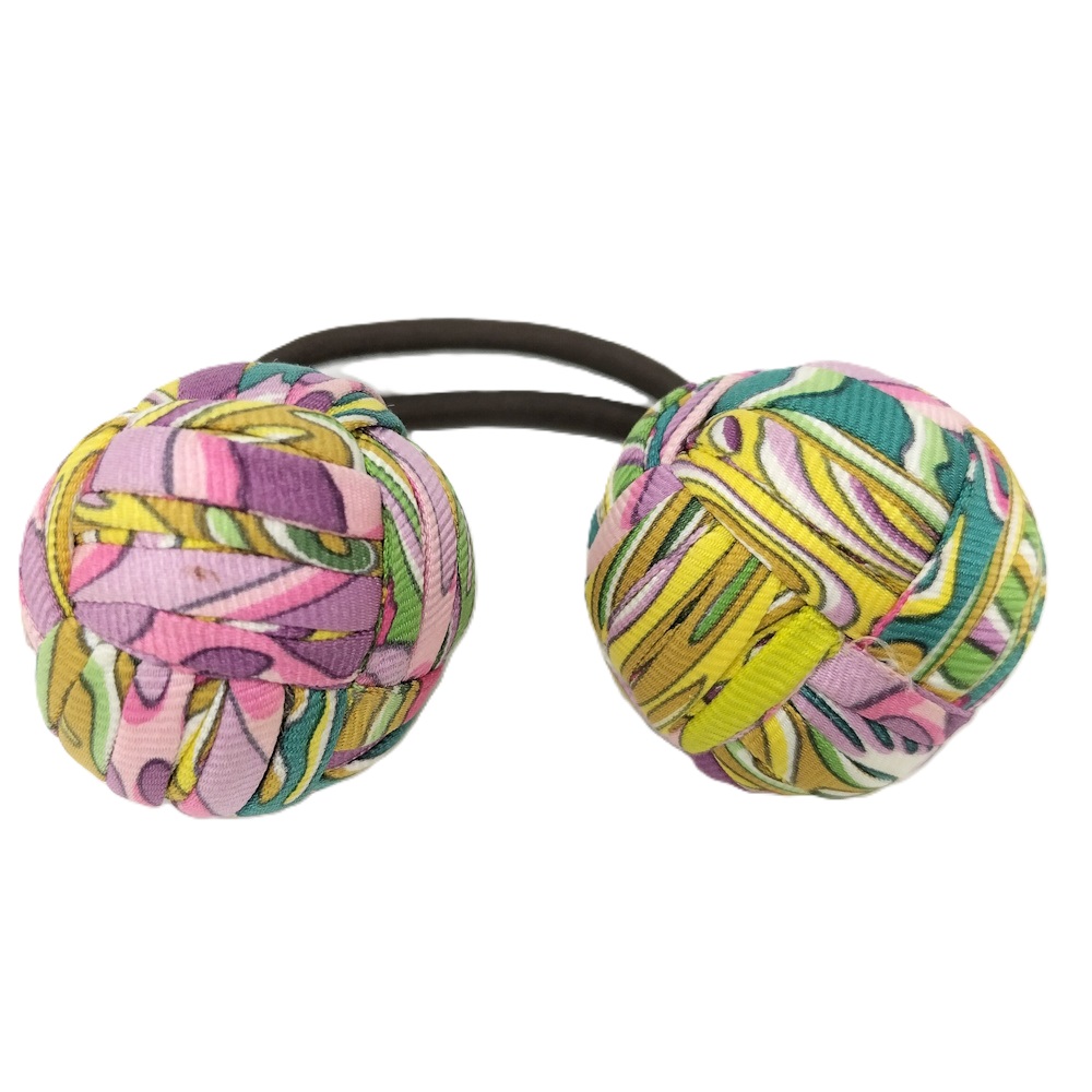 【中古】エルメス ヘアゴム シュシュ ポンポン 布 マルチカラー|JJcollection