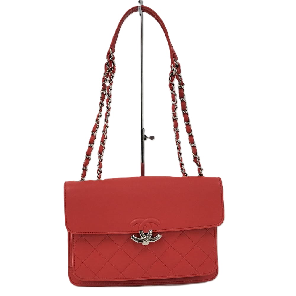 【中古】CHANEL Wチェーンショルダーバッグ ココマーク マトラッセ レザー レッド｜JJcollection 199,990円