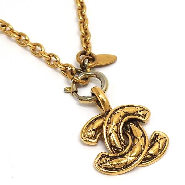 【中古】CHANEL ネックレス メタル ゴールド 52cm 《CC×マトラッセ》