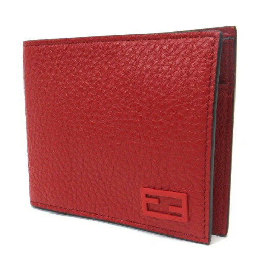 【中古】FENDI 2つ折りパウダーコンパクト紙入れ なめし革 赤いこと 7M0001