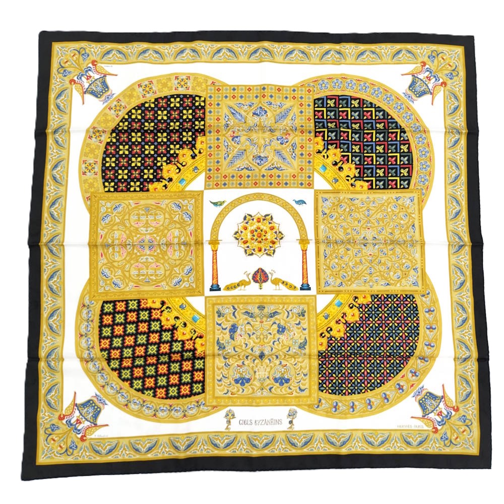 【中古】HERMES カレ90 大判スカーフ ビザンチンの空 シルク100% マルチカラー