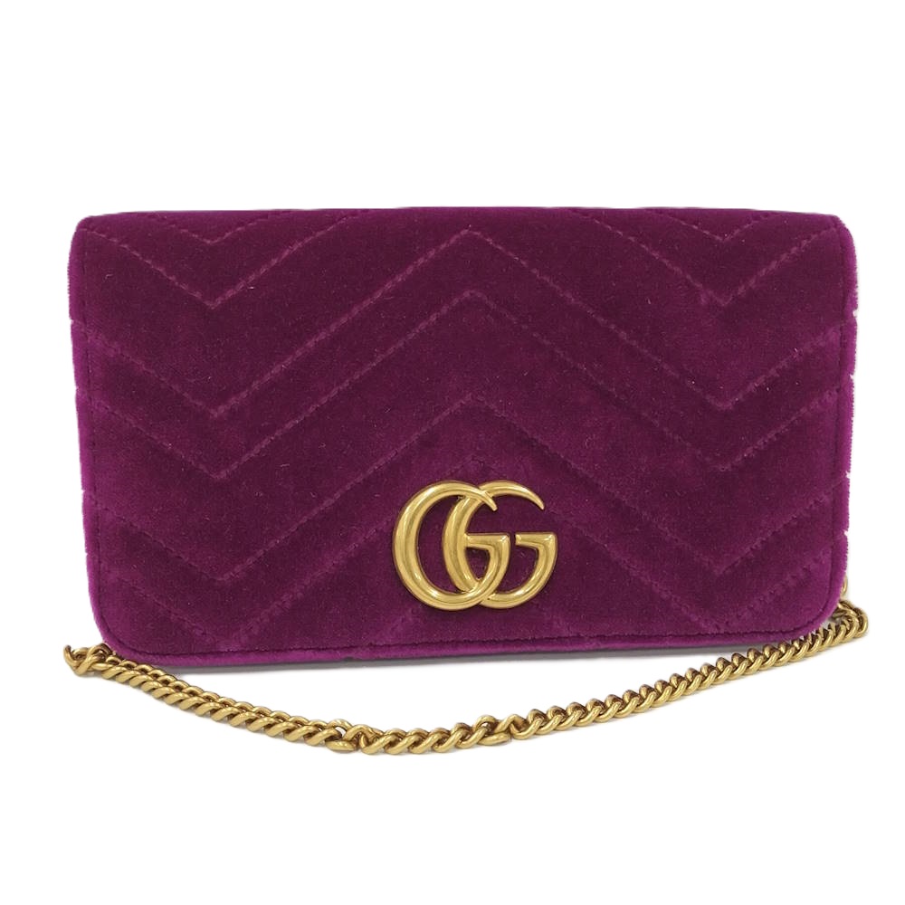 【中古】GUCCI ショルダーバッグ GGマーモント ベロア パープル 488426|JJcollection