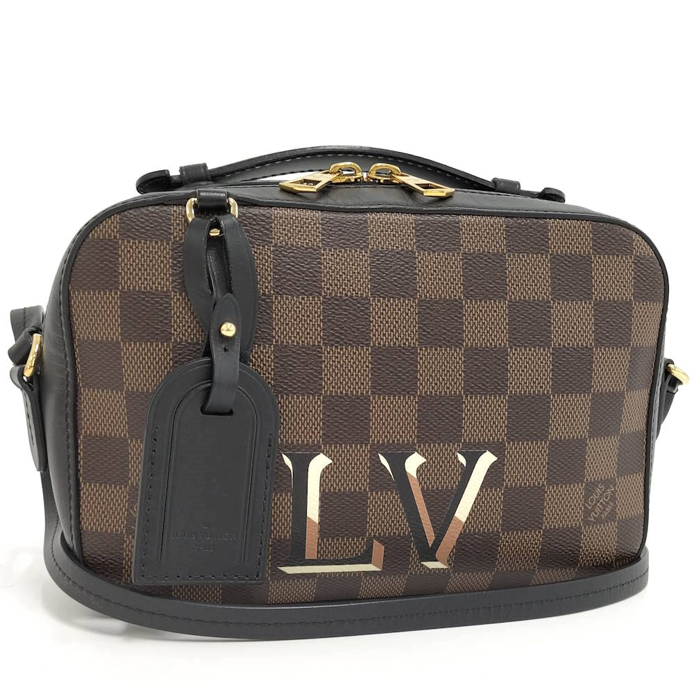 【中古】LOUIS VUITTON サンタモニカ ショルダーバッグ ダミエ エべヌ N40189