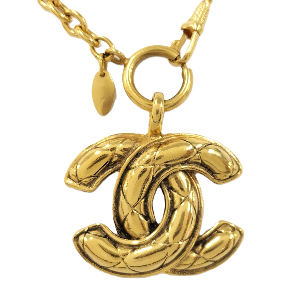 【中古】CHANEL ココマーク ネックレス メッキ ゴールドカラー