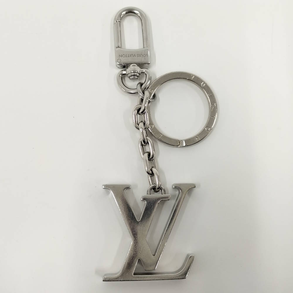 【中古】LOUIS VUITTON ポルトクレ LV イニシャル キーホルダー メッキ シルバー M01192