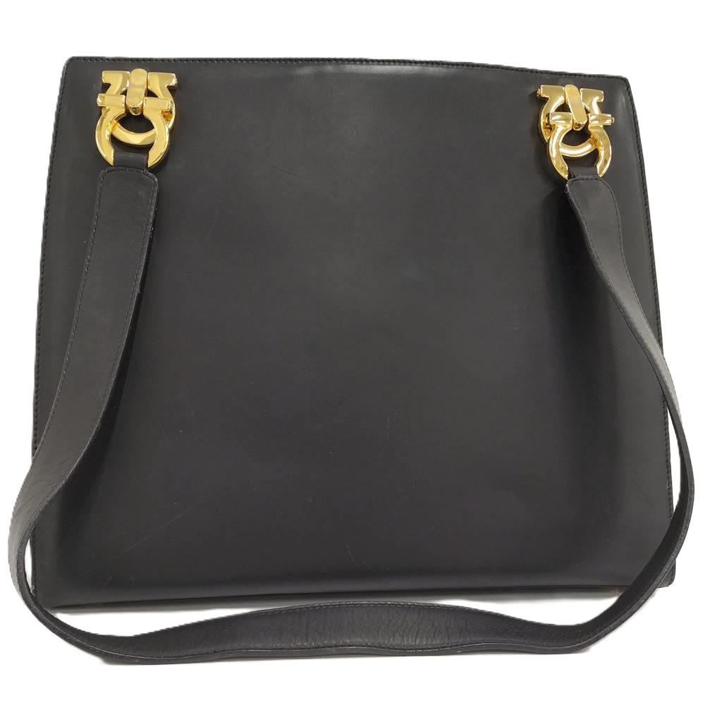 【中古】Salvatore Ferragamo ショルダーバッグ レザー ゴールド金具 ブラック｜JJcollection