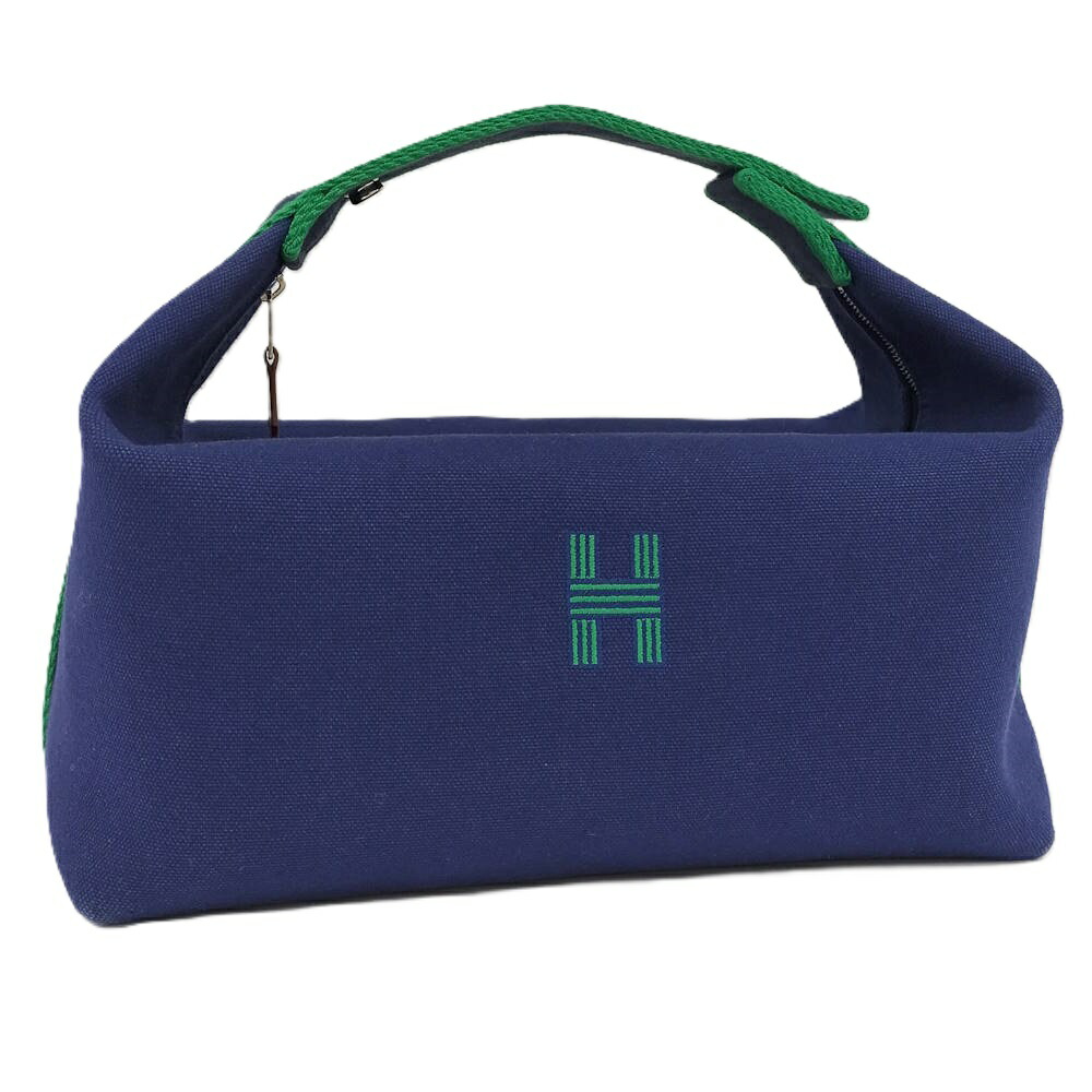 【中古】HERMES ポーチ ブリッド ア ブラックGM ブルー系