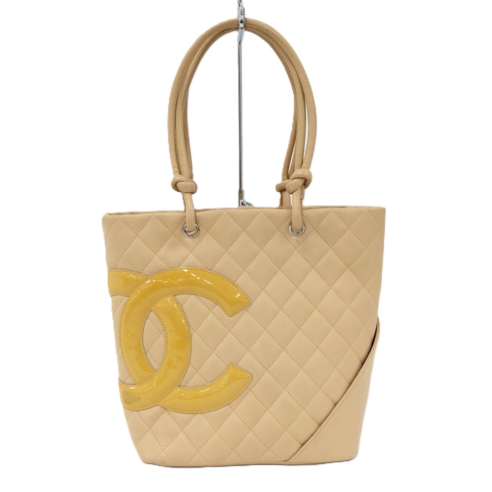 【中古】CHANEL カンボントート レザー ベージュ A25167