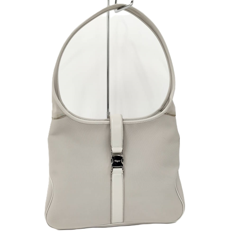 【中古】Salvatore Ferragamo ワンショルダーバッグ ナイロンキャンバス レザー グレー AU-21-0735|JJcollection