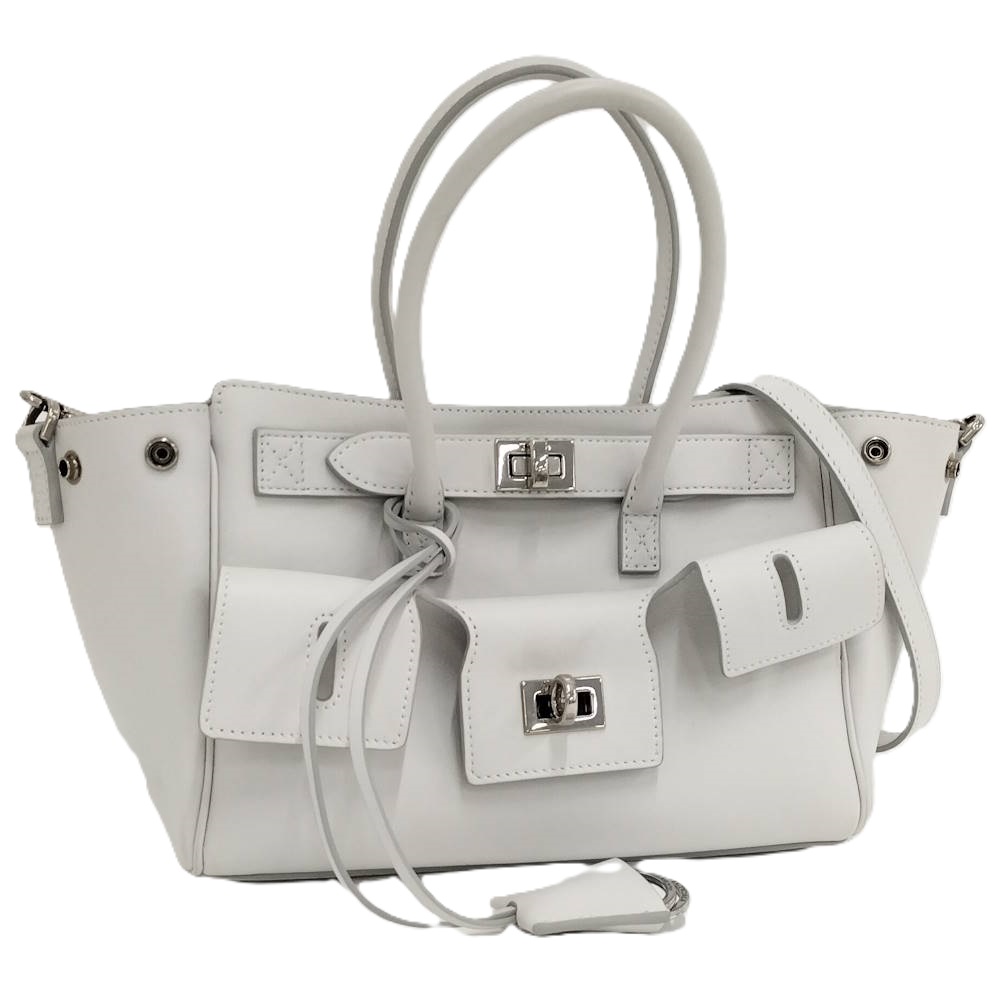 【中古】BALENCIAGA ベルヘア ミニ キャリーオール 2WAYバッグ レザー ライトブルー 835732｜JJcollection 189,990円