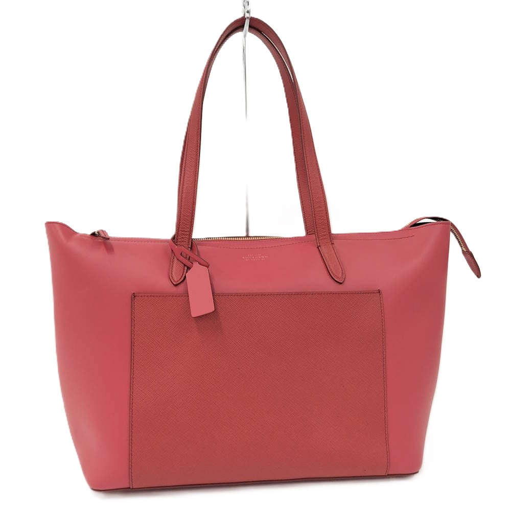 【中古】SMYTHSON トートバッグ レザー レッド