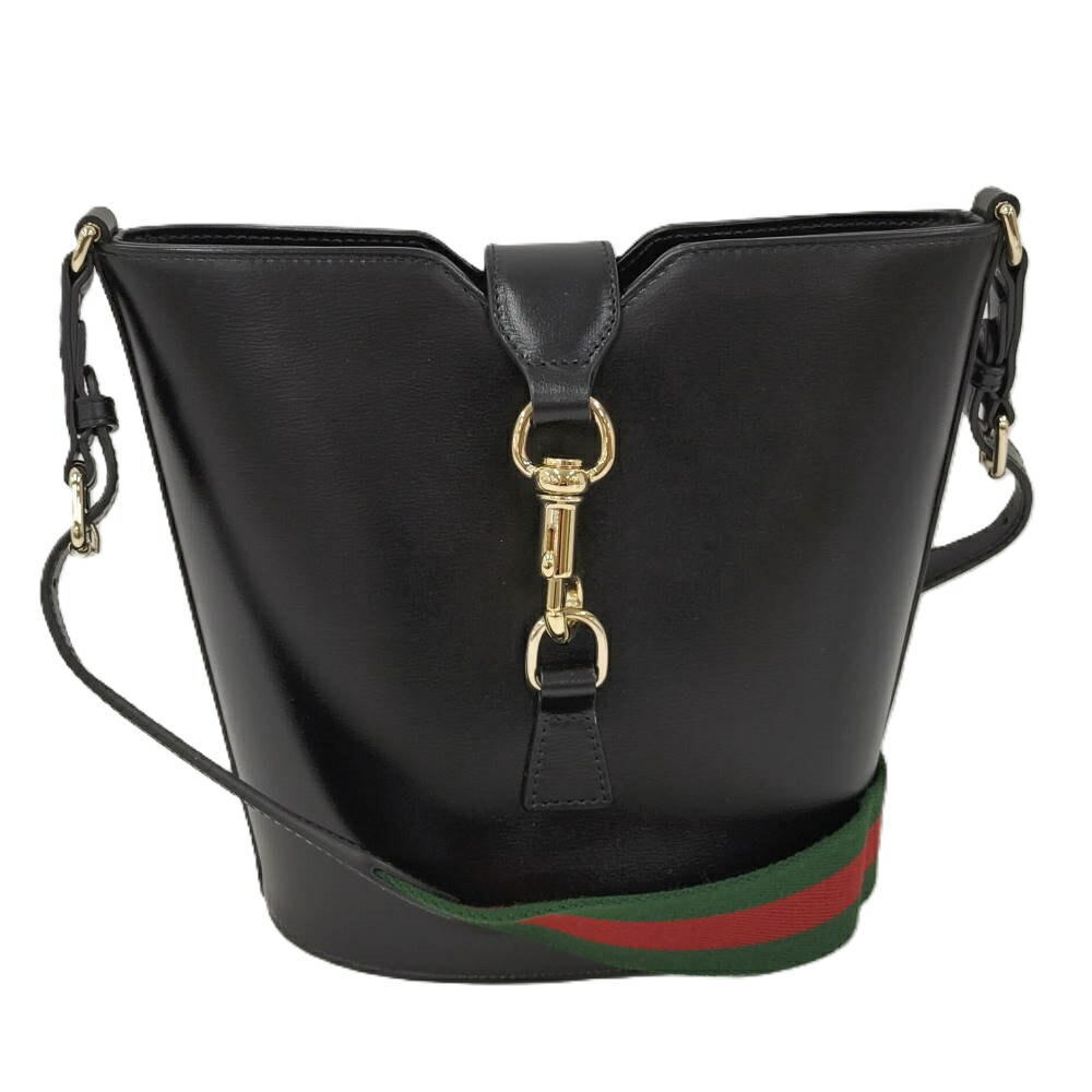 【中古】GUCCI 井戸釣瓶 ショルダーバッグ なめし革 黒いこと 782908