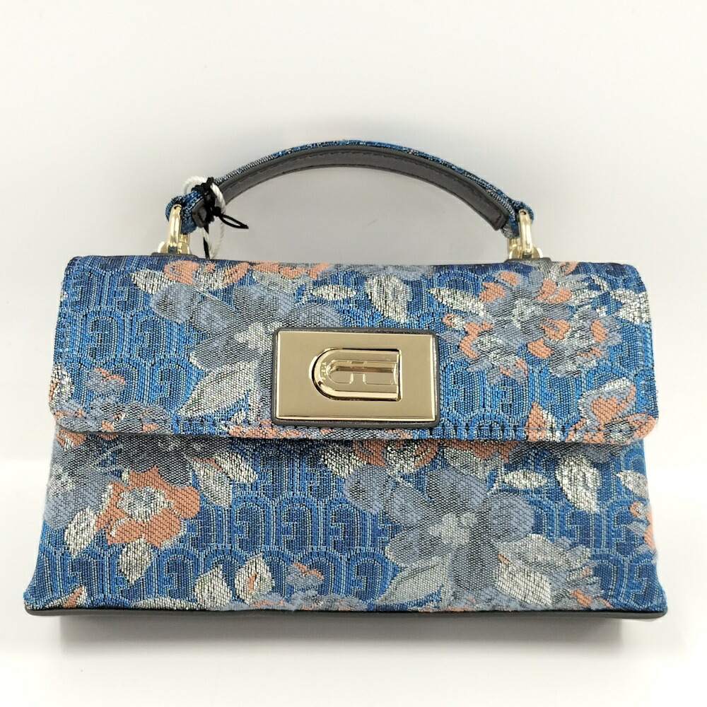 【中古】FULRA 1927 ミニ クロスボディ ショルダーバッグ ファブリック ブルー系