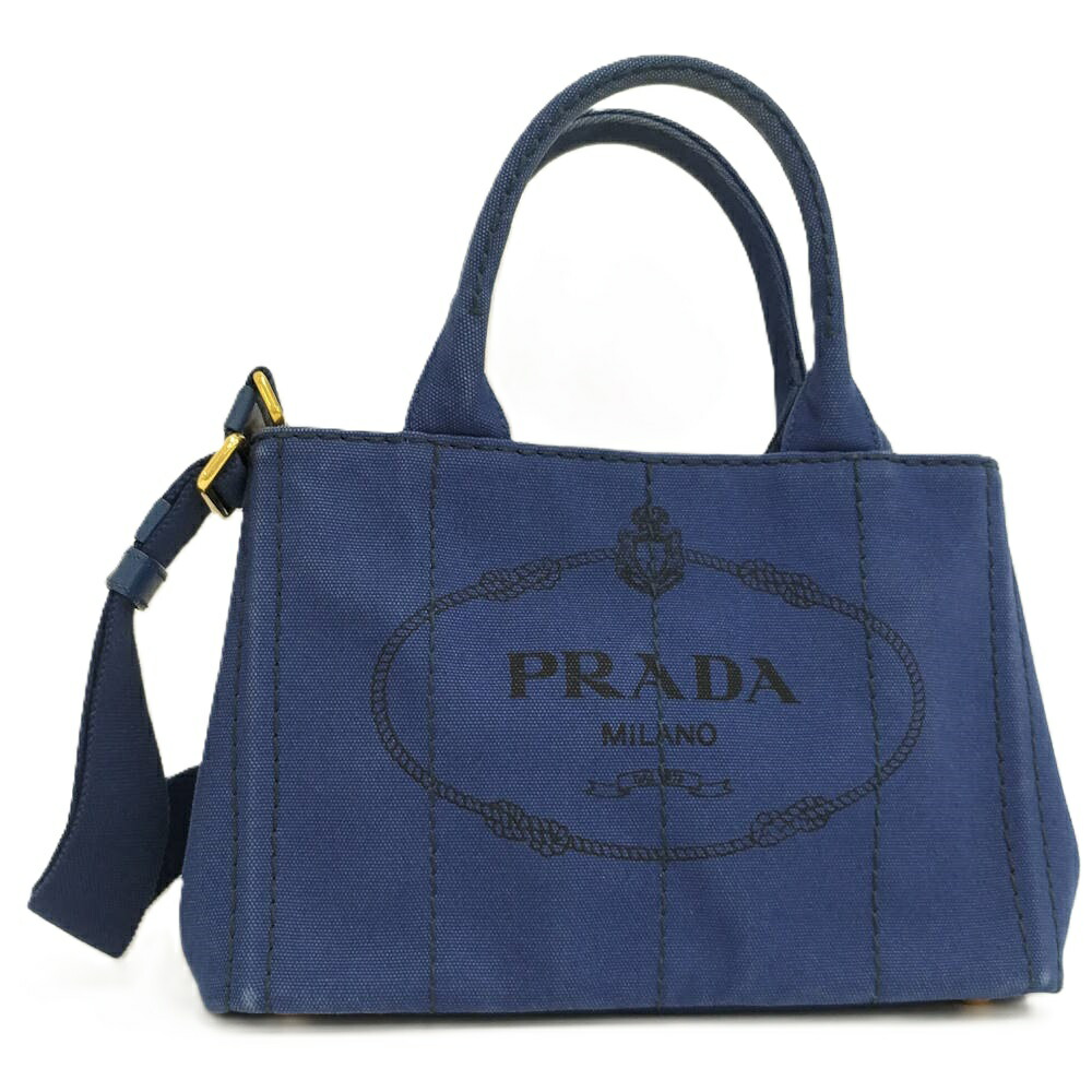 【中古】PRADA プラダ カナパ トート 2WAYバッグ キャンバス ブルー|JJcollection