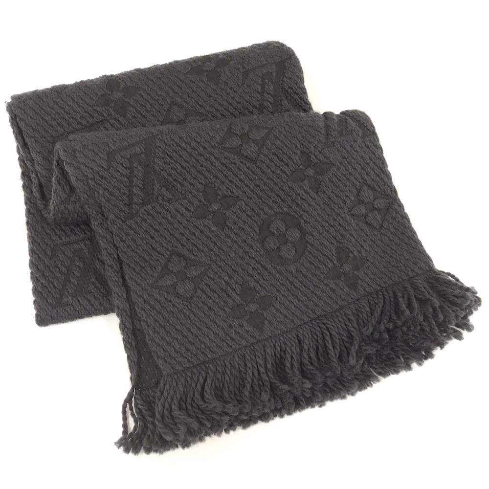 【中古】LOUIS VUITTON エシャルプ･ロゴマニア マフラー モノグラム ブラック
