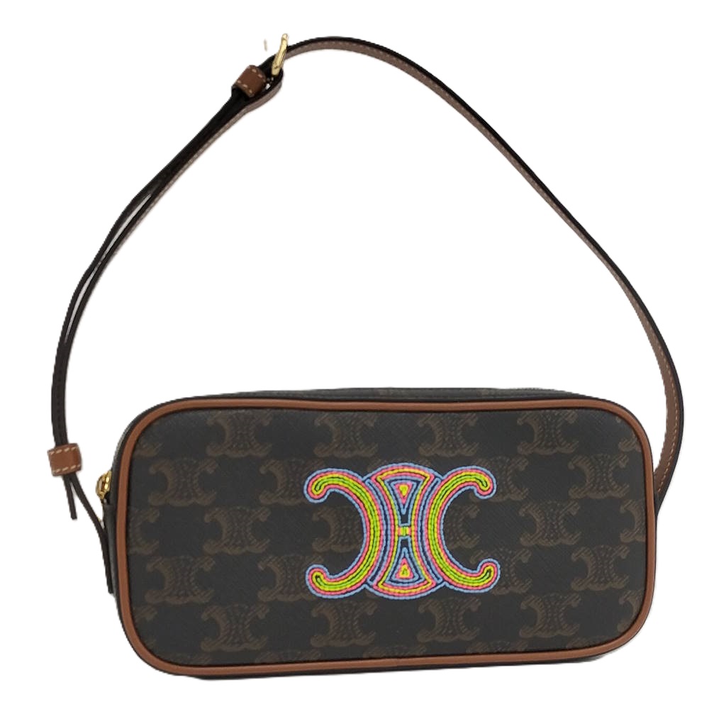 【中古】CELINE ショルダーバッグ ミニカメラ トリオンフ PVC 10J582EGJ