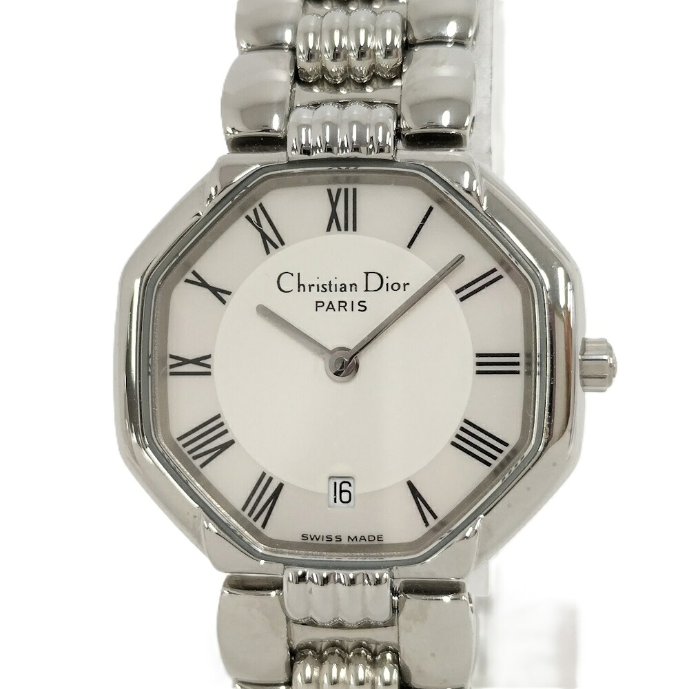 【中古】Christian Dior クオーツ腕時計 ホワイト文字盤 D48-106-1