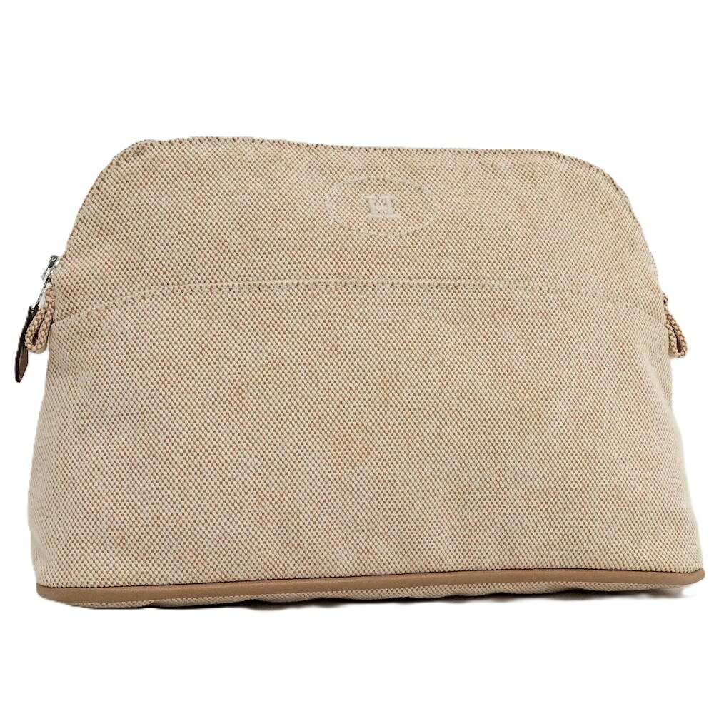 【中古】HERMES ボリードポーチMM 25 トワルアッシュ 自然的