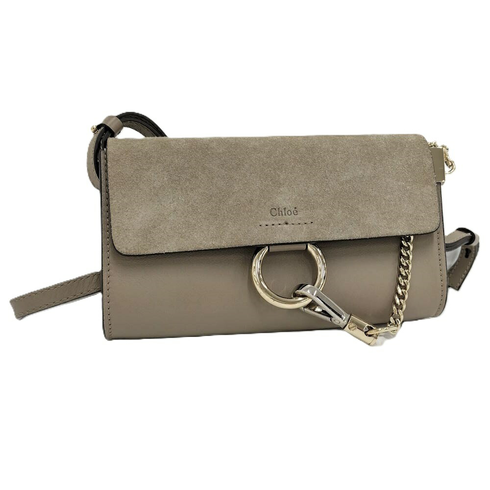 【中古】Chloe フェイ ショルダーバッグ なめし革 グレージュ