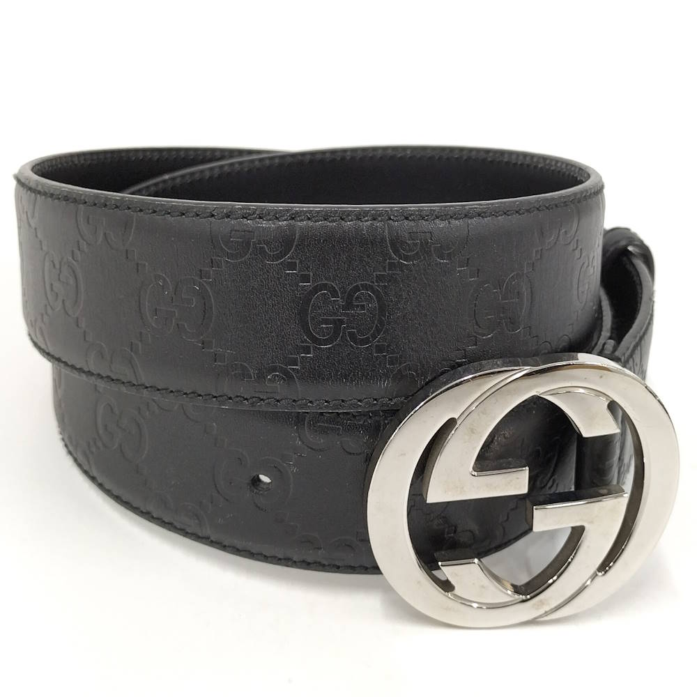 【中古】GUCCI 胴締め インターロッキングG なめし革 114984