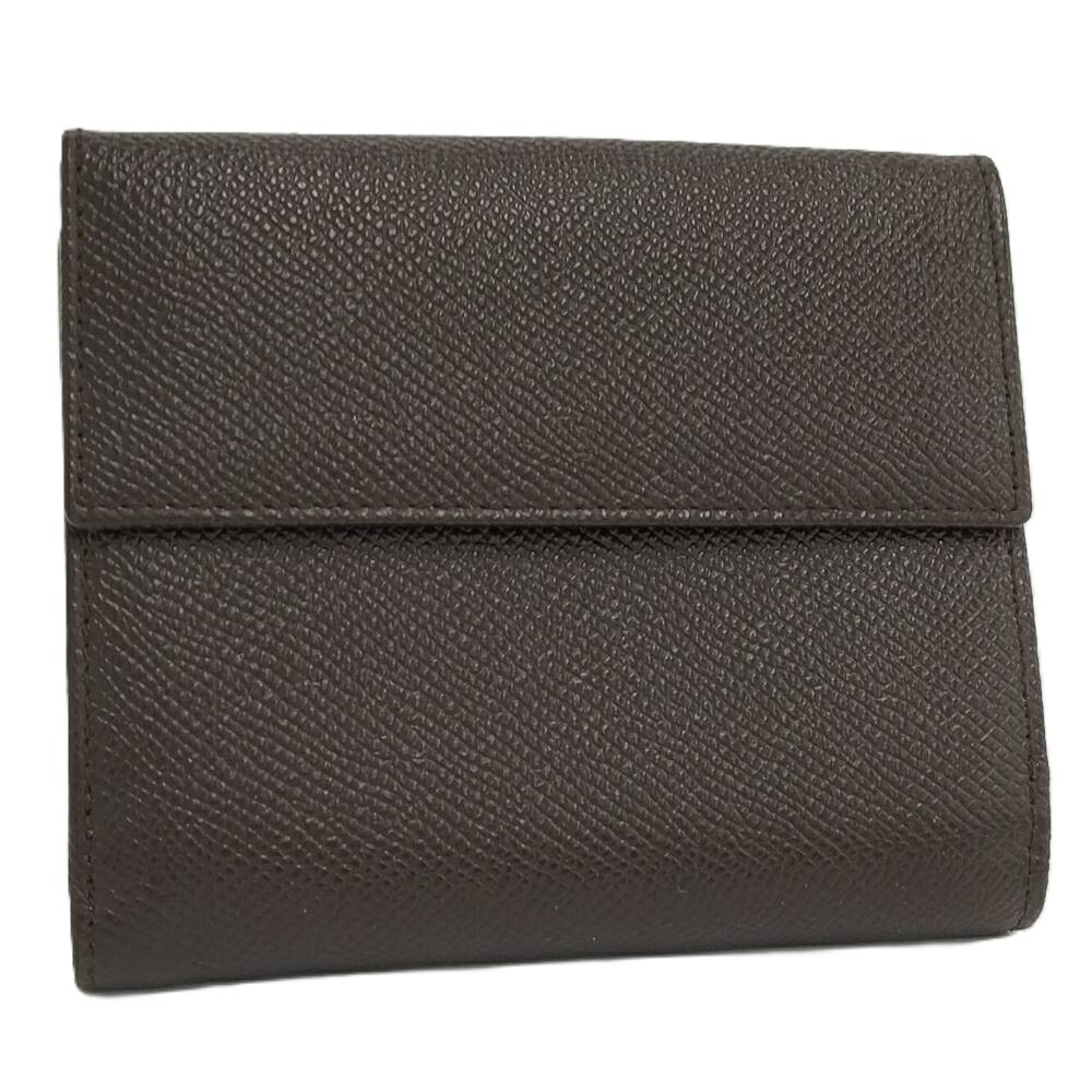 【中古】BVLGARI 二つ折り財布 Wホック レザー ブラウン|JJcollection
