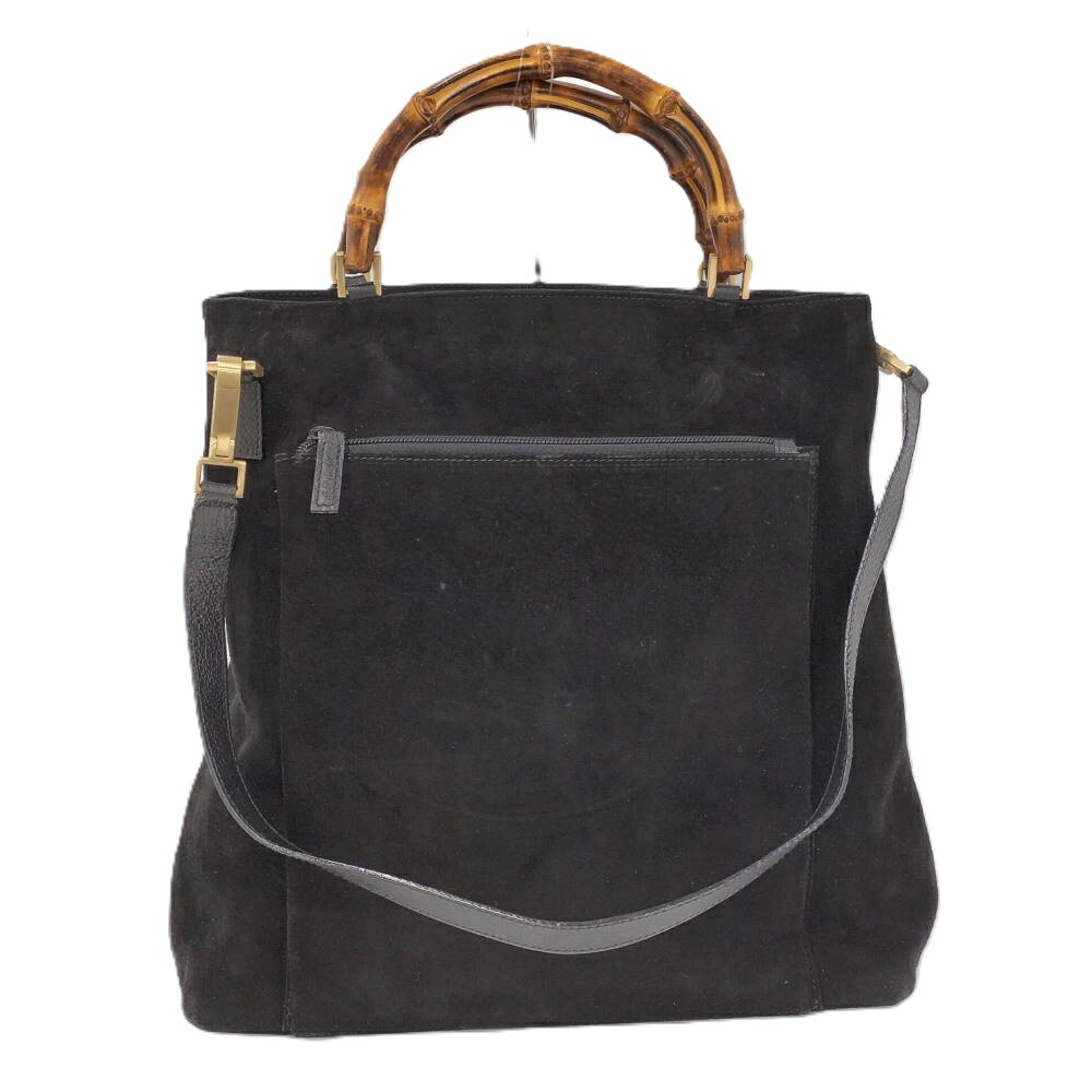 【中古】GUCCI 2WAYショルダーバッグ バンブー スエード ブラック 002 2122 0506