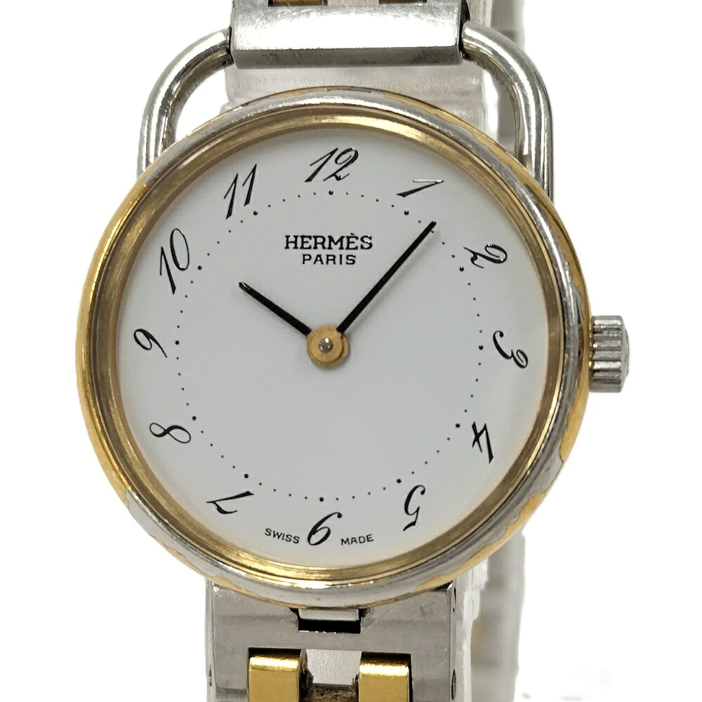 【中古】HERMES アルソー 腕時計 SS&times;GP クオーツ ホワイト文字盤｜JJcollection