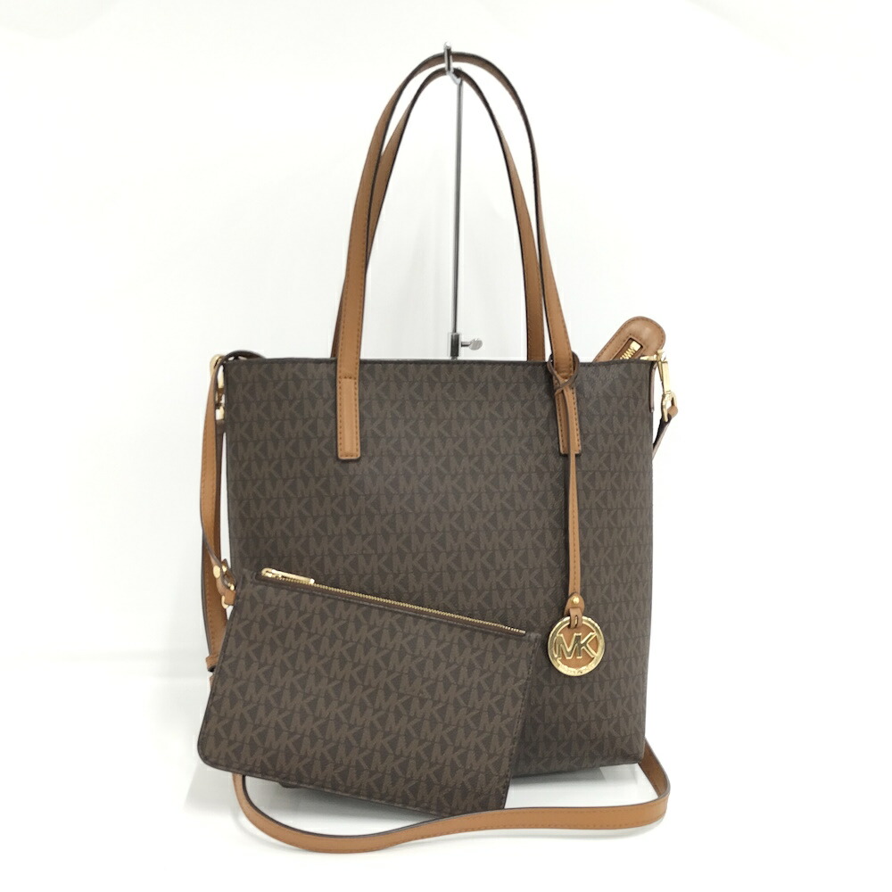 【中古】MICHAEL KORS 2WAYショルダーバッグ MK柄 PVC ブラウン