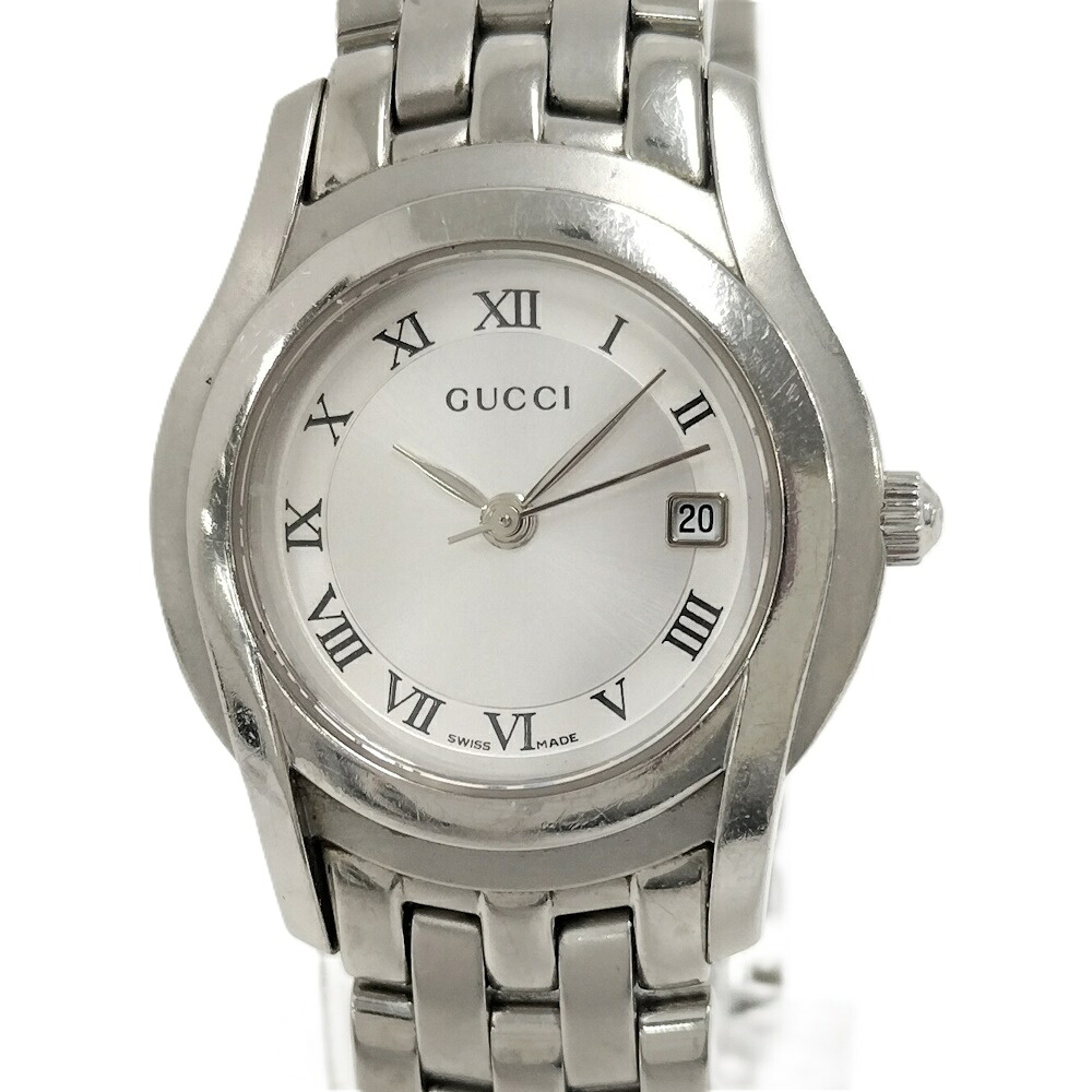 【中古】GUCCI 腕時計 SS クオーツ シルバー文字盤 5500L