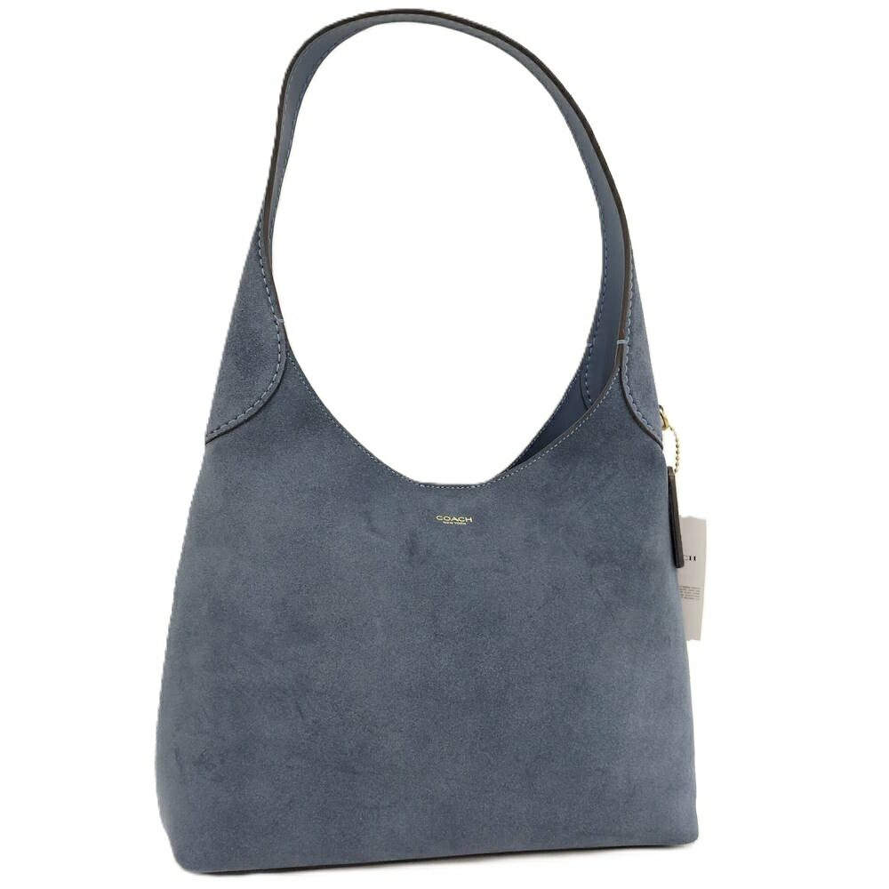 【中古】COACH ショルダーバッグ ブルックリン スエードクロス 青み系 CW637